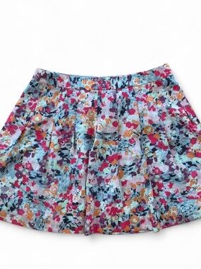 Jcrew Floral Pleated Mini Skirt - Blue Multi